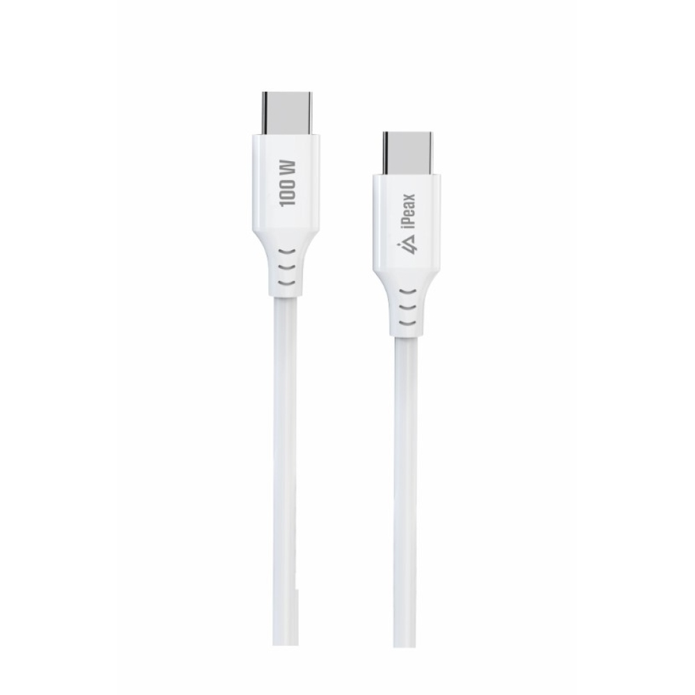 iPEAX TPU kábel USB-C / USB-C, 1,5 m, 5A, 100W - fehér