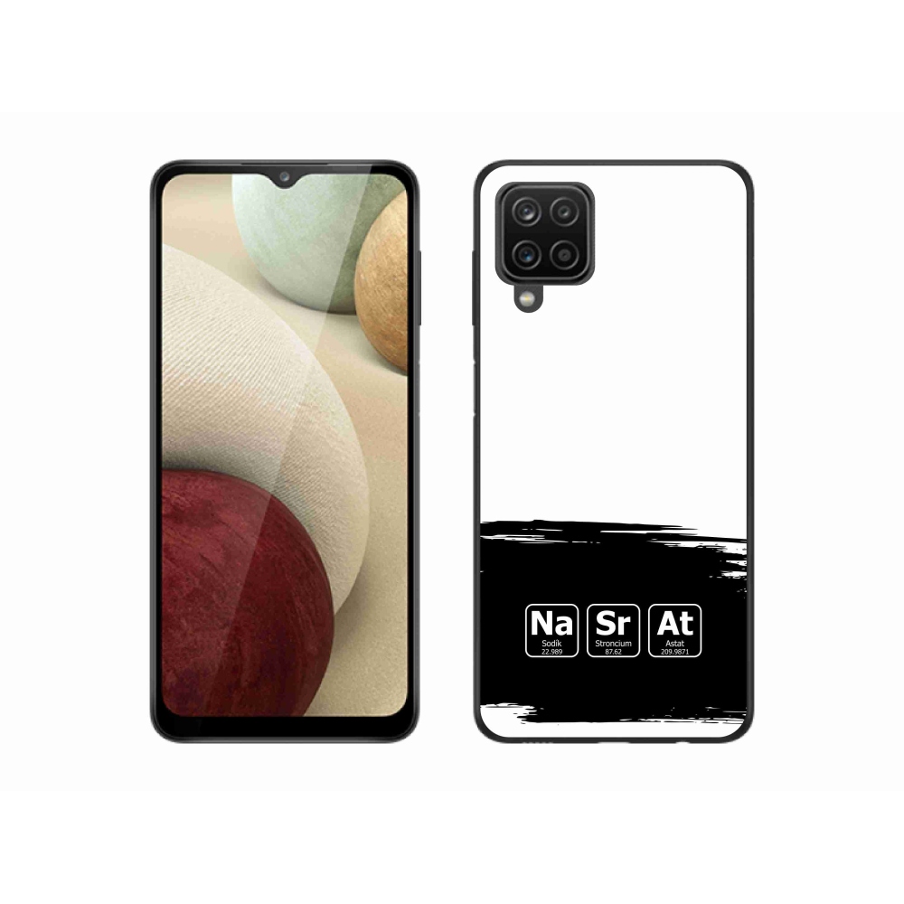 Gél borítás mmCase Samsung Galaxy M12 - kémiai elemek fekete és fehér háttérrel
