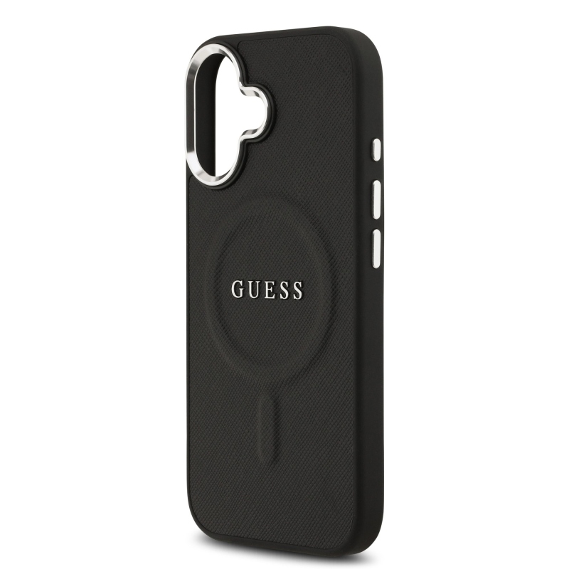 Guess PU Saffiano MagSafe MagSafe hátlap iPhone 17 Fekete