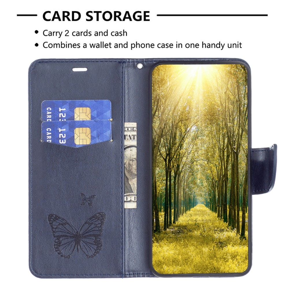 Pillangó könyv tok Samsung Galaxy S24+/S25+ készülékhez - sötétkék