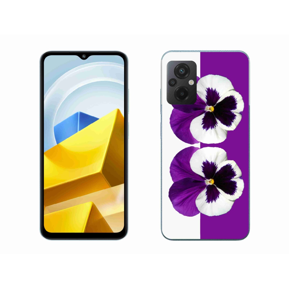 Gél borítás mmCase a Xiaomi Poco M5 4G-hez - lila és fehér virág