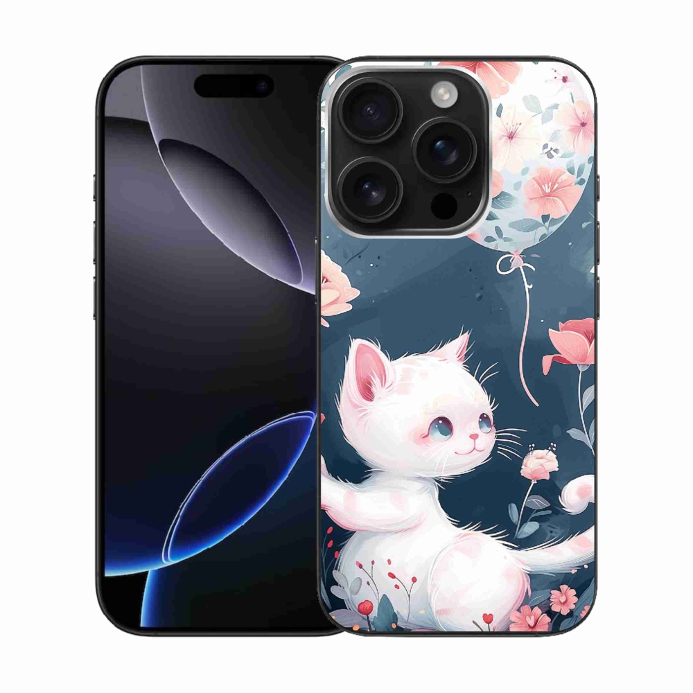 Gél borítás mmCase iPhone 16 Pro készülékhez - cica lufival