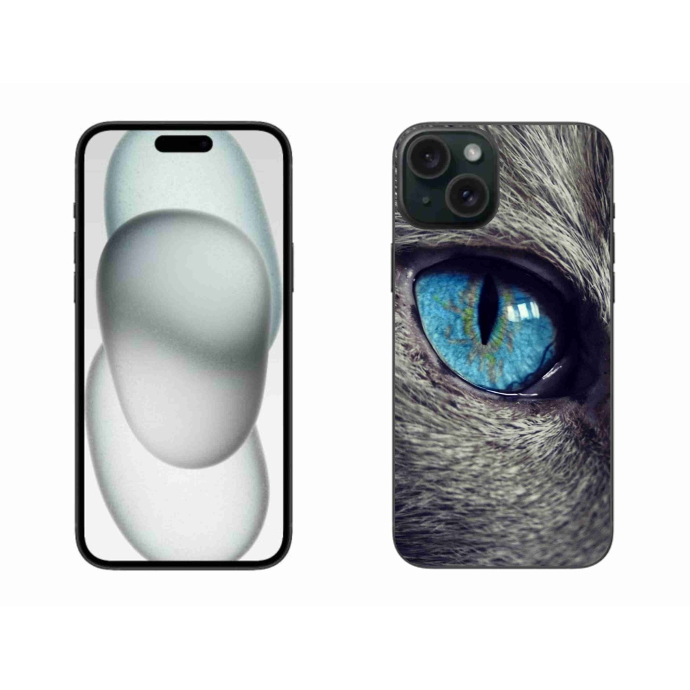 Zselés borítás mmCase iPhone 15 Plus készülékhez - kék macskaszem