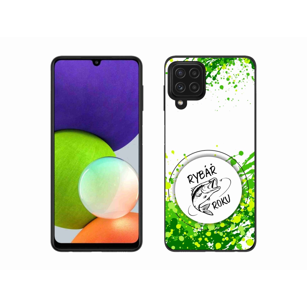 Gél borító mmCase Samsung Galaxy A22 4G - az év horgásza fehér háttérrel