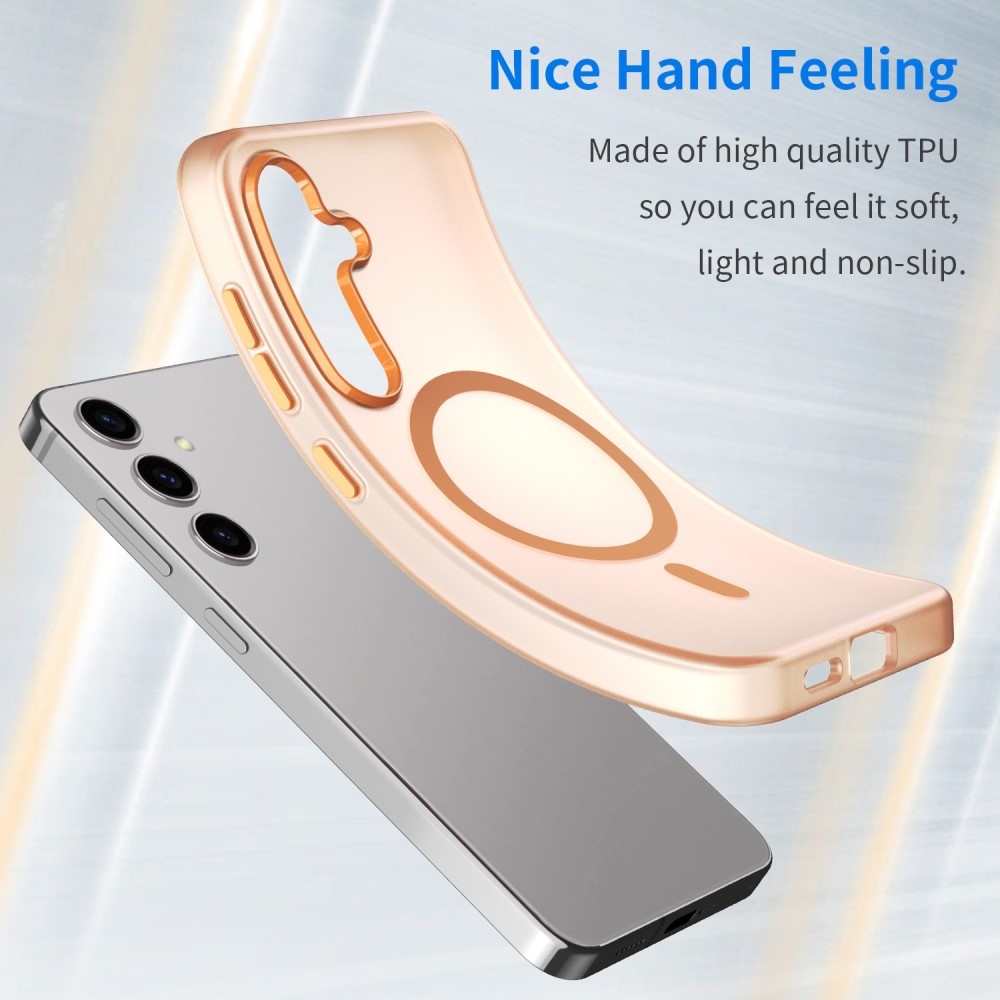 Frost zselés tok MagSafe támogatással Samsung Galaxy S24+/S25+ készülékhez - narancssárga színben