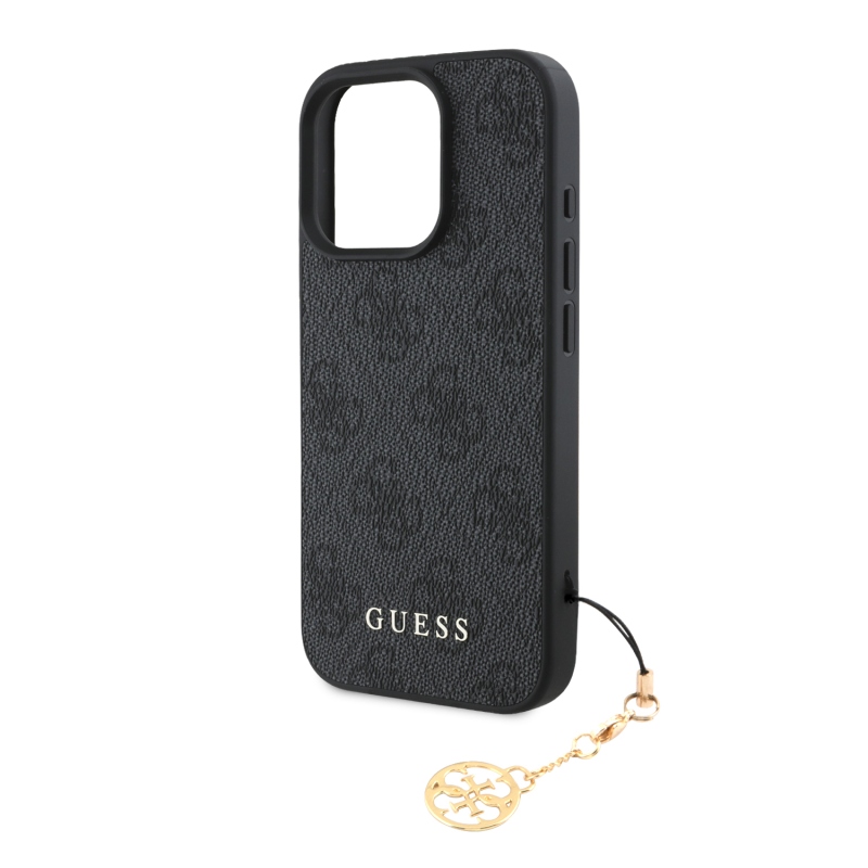 Guess 4G Charm hátlap iPhone 16 Pro Max készülékhez Tone on Tone szürke