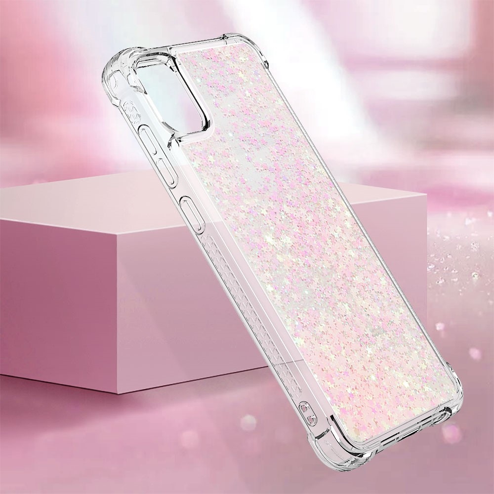 Glitter homokóra zselés tok Samsung Galaxy A06 4G - rózsaszín / csillagok