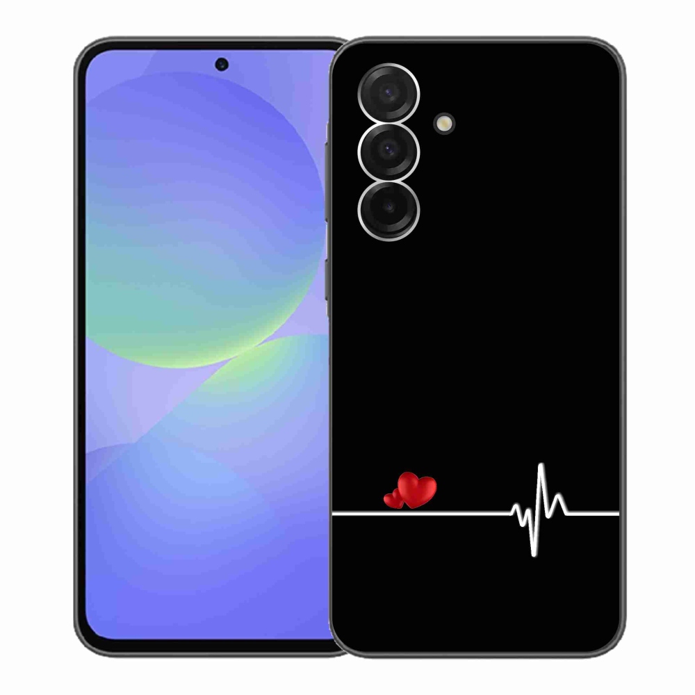 Gél borító mmCase Samsung Galaxy A36 5G - szív és szívverés fekete háttérrel