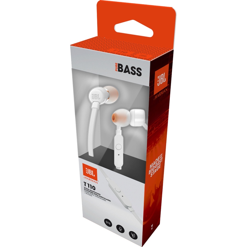 JBL T110 fülhallgató 3,5 mm-es fülhallgató fehér