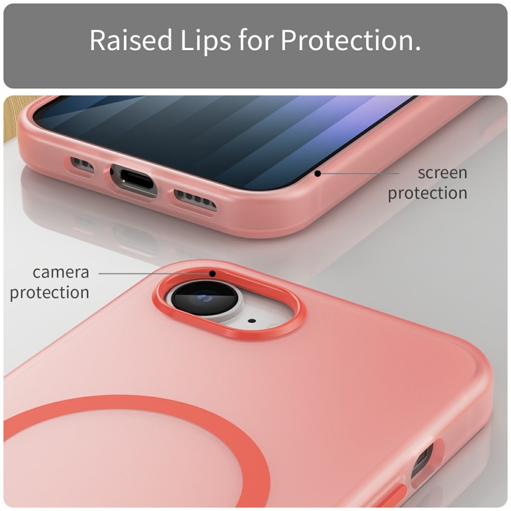 Frost zselés tok MagSafe támogatással iPhone 16e készülékhez - piros