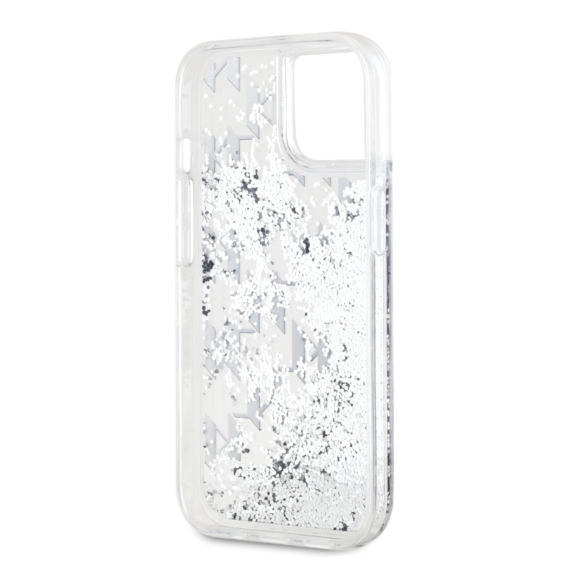 Karl Lagerfeld Liquid Glitter Monogram Monogram Gradient Back Cover for iPhone 15 Fehér