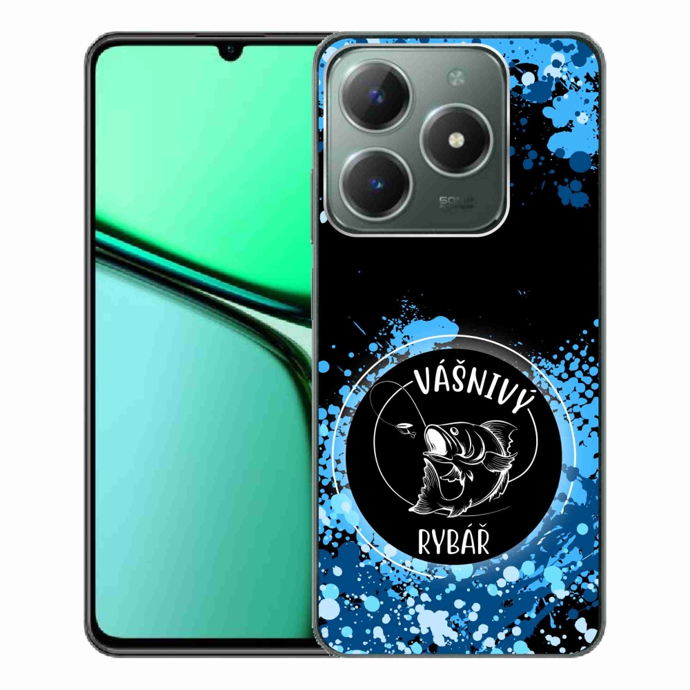 Gél borító mmCase a Realme C61 készülékhez - szenvedélyes halász fekete háttérrel