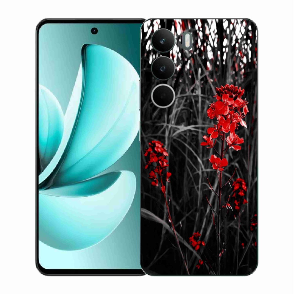 Zselés borító mmCase a Realme C71 készülékhez - piros növény