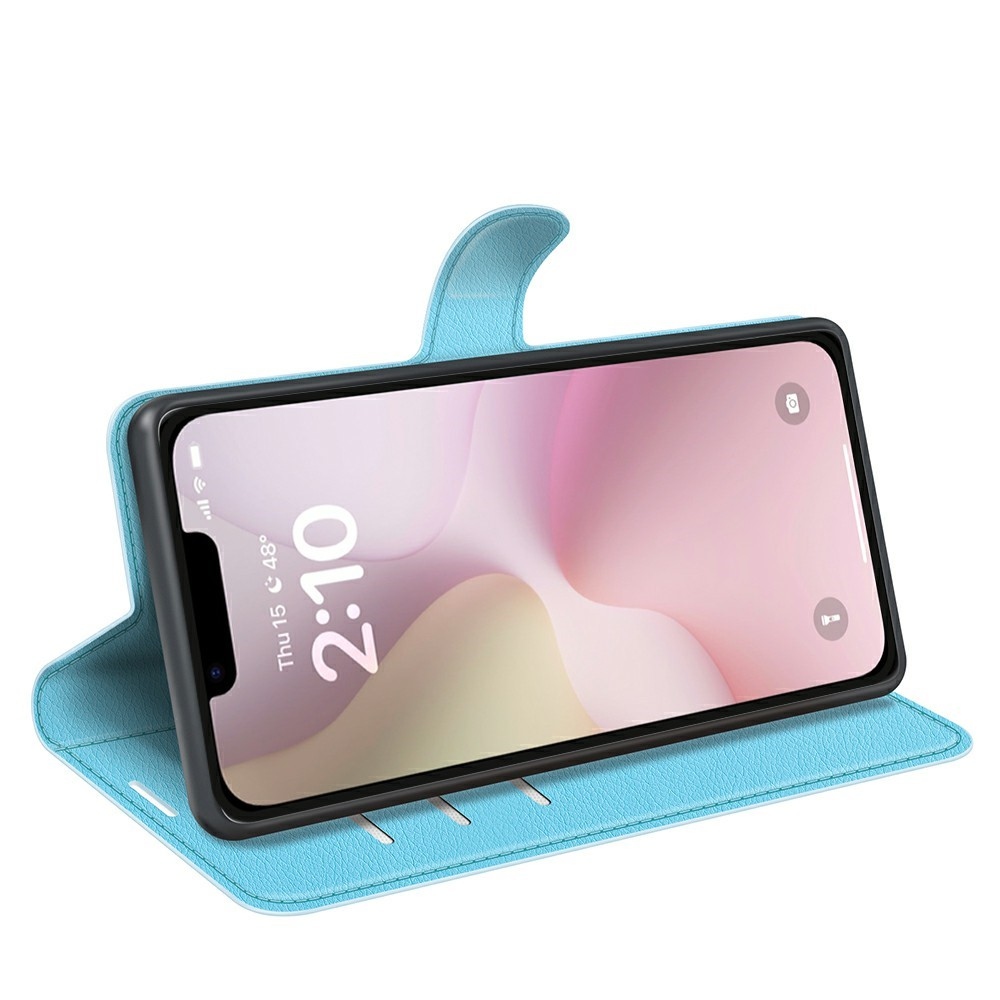 Litchi könyvtáska iPhone 16e készülékhez - kék