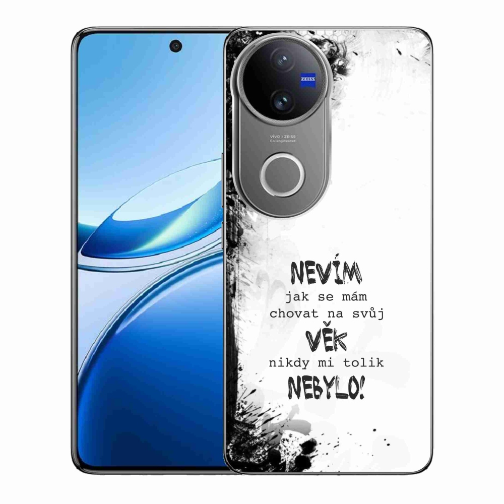 Gél borító mmCase a Vivo V50 5G készülékhez - vicces szöveg 14 fehér háttér