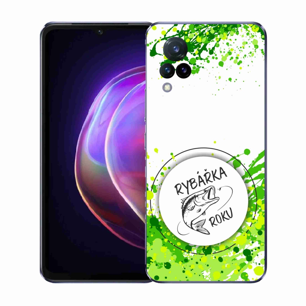 Gél borító mmCase a Vivo V21 4G/5G-n - az év horgásza fehér háttérrel