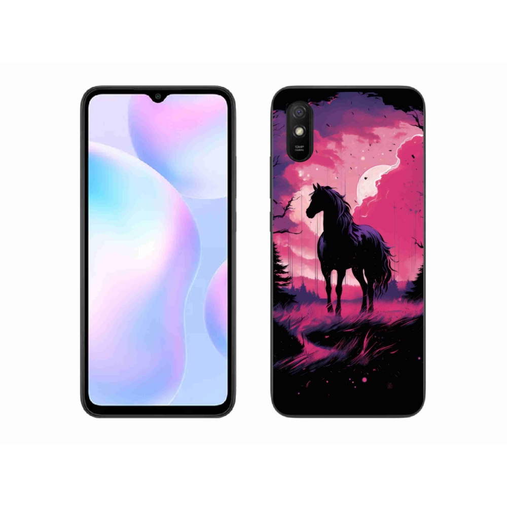 Gél borítás mmCase a Xiaomi Redmi 9AT-hoz - fekete rajzfilm ló 1