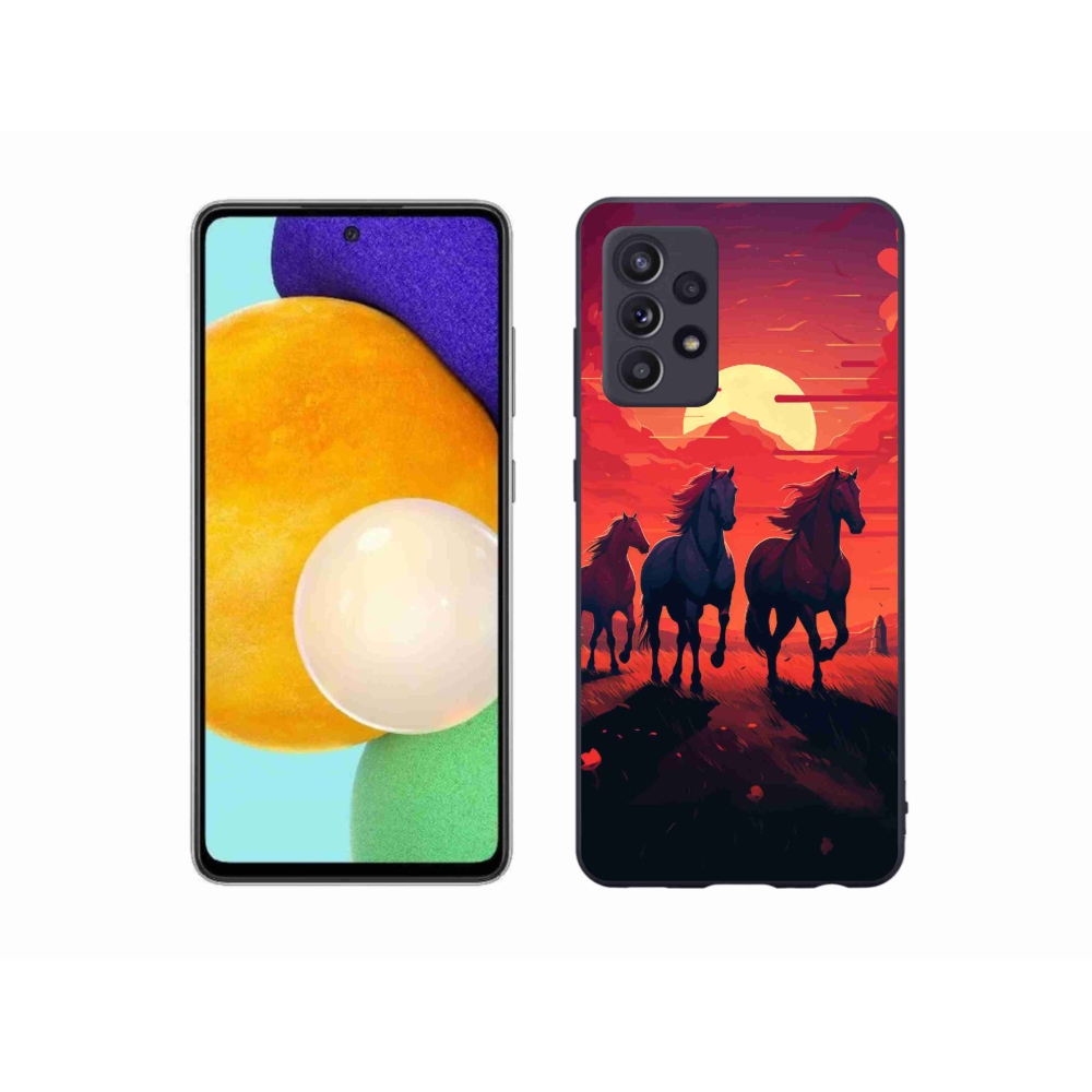 Gél borítás mmCase Samsung Galaxy A52s 5G - lovak és naplemente