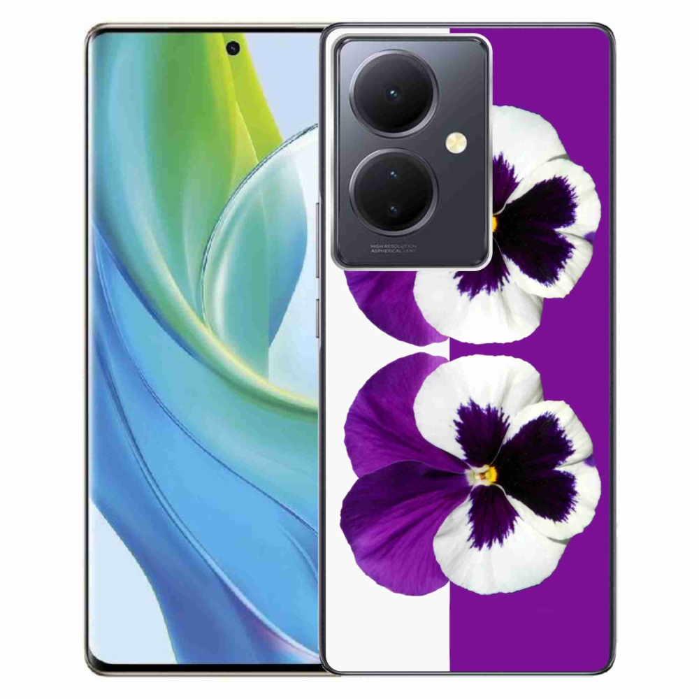 Gél borítás mmCase a Vivo V29 Lite 5G-hez - lila és fehér virág