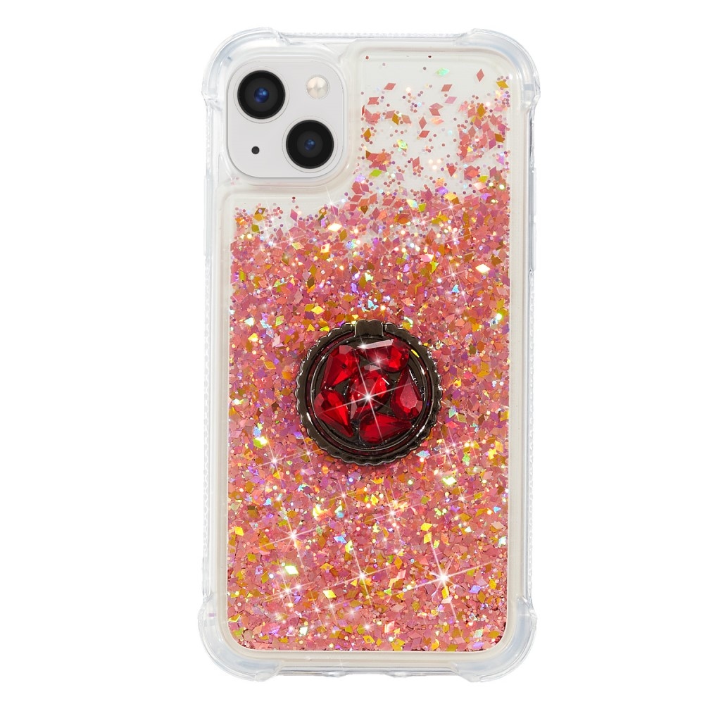 Csillogó homokóra zselés tok iPhone 15 Plus készülékhez - rózsaarany