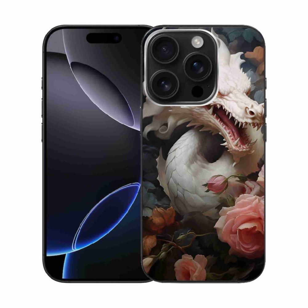 Zselés borítás mmCase iPhone 16 Pro készülékhez - fehér sárkány