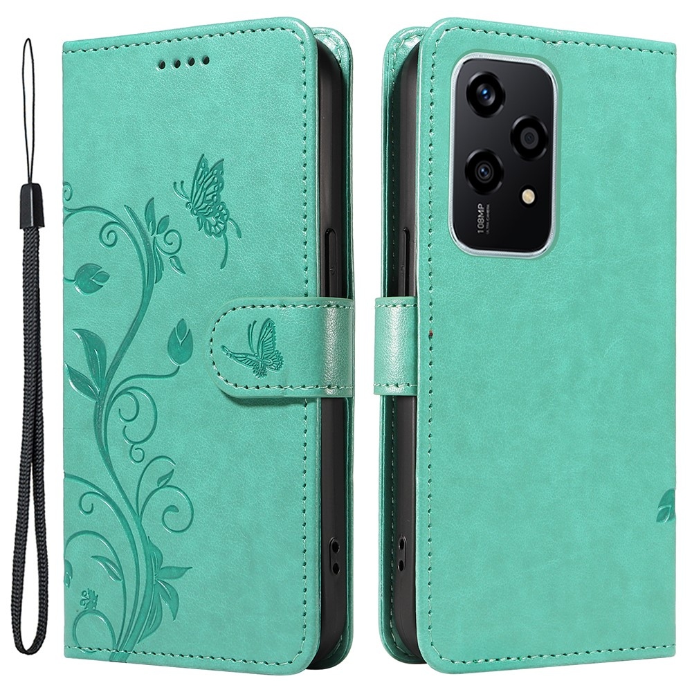 Virágok könyvtáska a Honor 200 Lite 5G-hez - teal színű