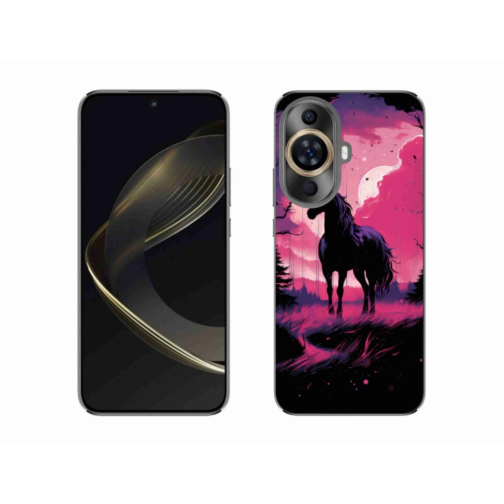 Gél borítás mmCase a Huawei Nova 11-hez - fekete rajzfilm ló 1