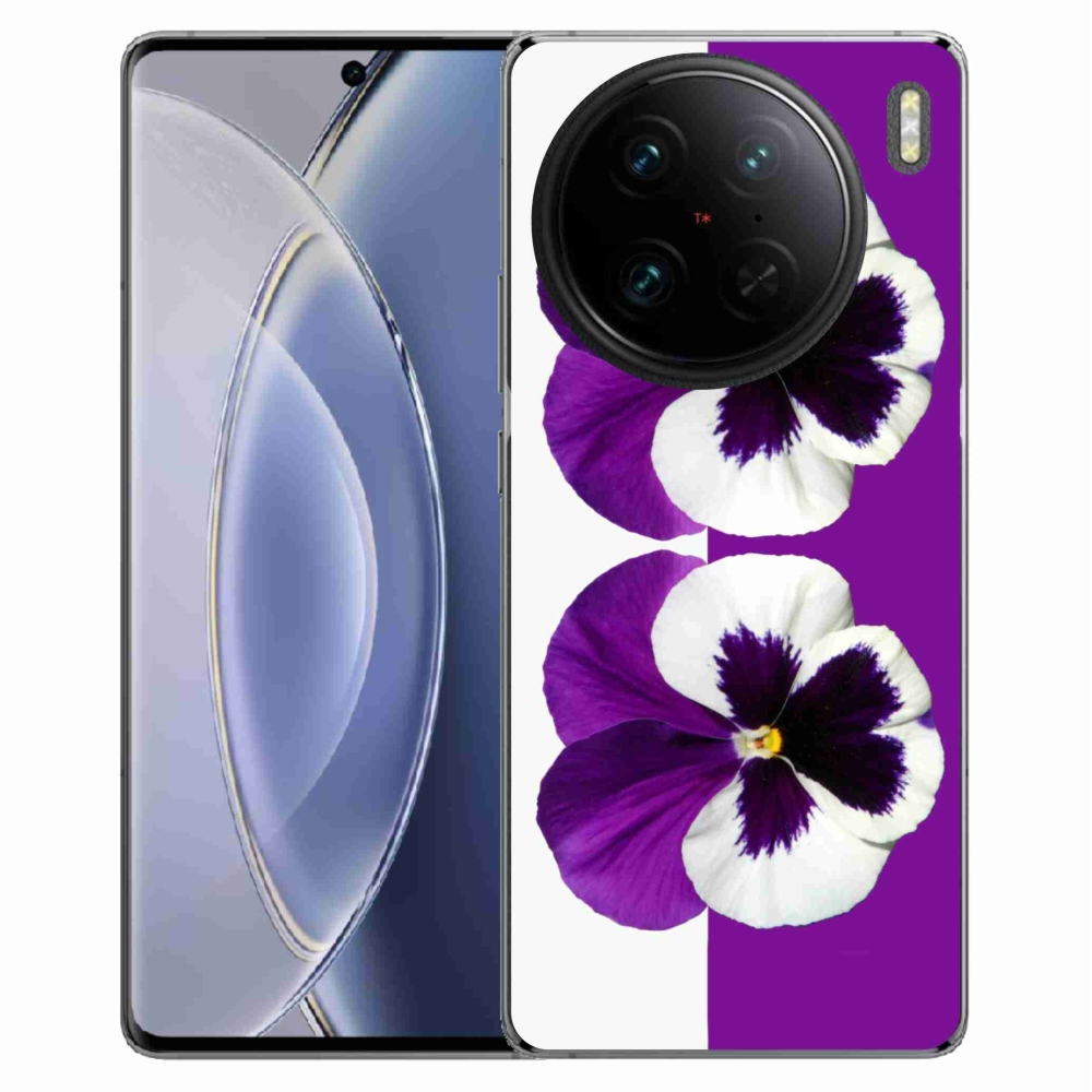 Gél borítás mmCase Vivo X90 Pro - lila és fehér virághoz
