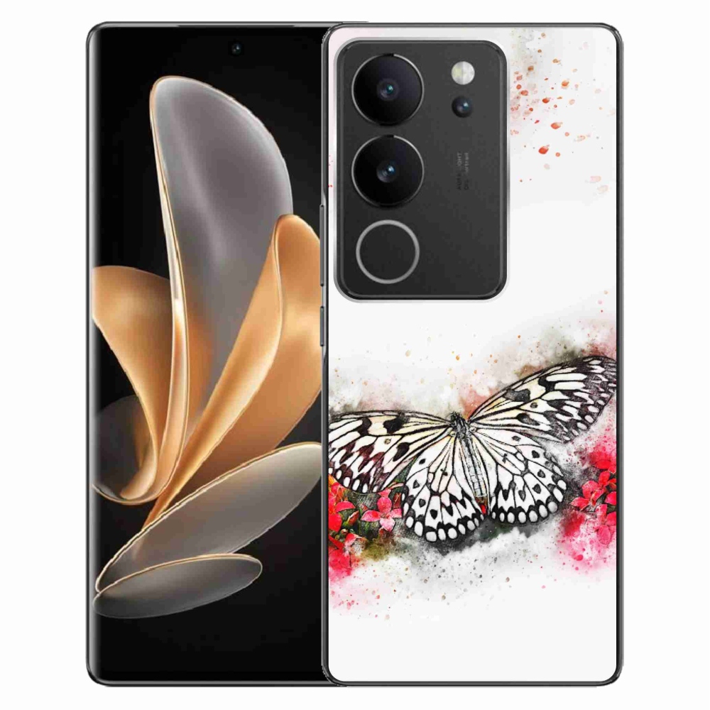 Gél borítás mmCase a Vivo V29 5G-n - fekete-fehér pillangó