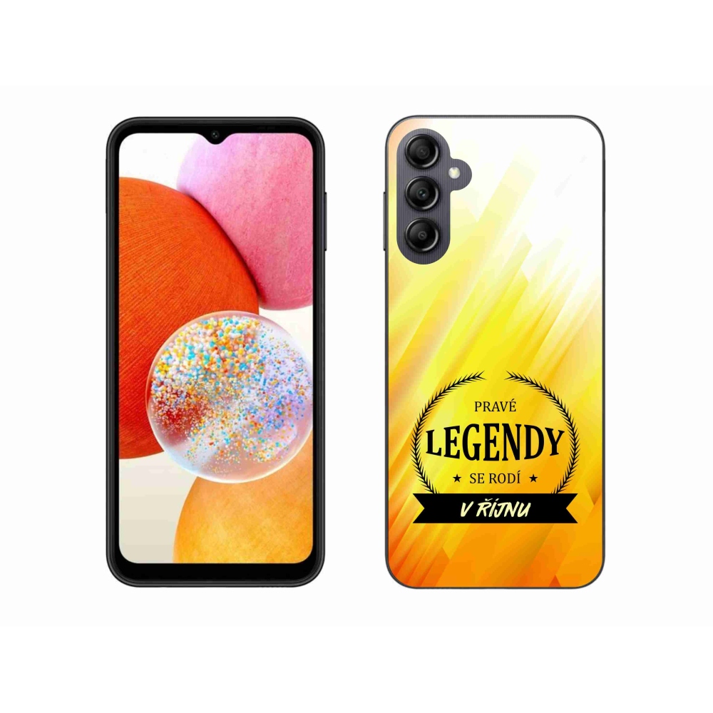 Gél borítás mmCase Samsung Galaxy A14 4G/5G - Októberi legendák sárga háttérrel