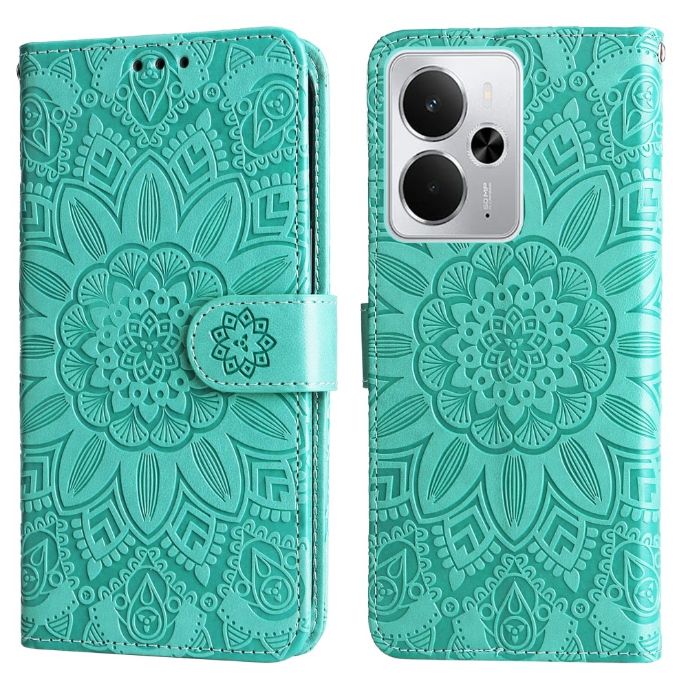 Napraforgó könyvtáska a Realme 14 5G készülékhez - teal színű
