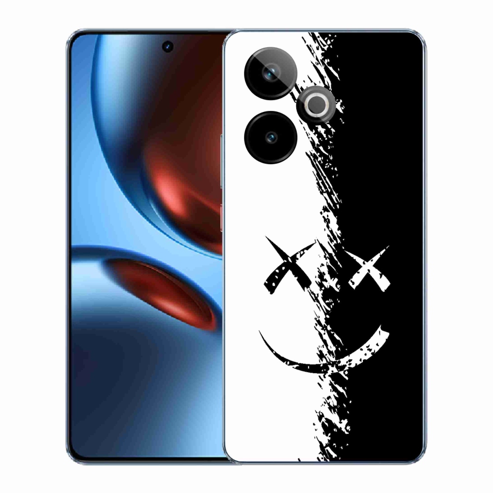 Rugalmas zselés tok mmCase képpel a Realme GT 7 5G/GT 7T 5G számára - fekete-fehér mosolygós kép