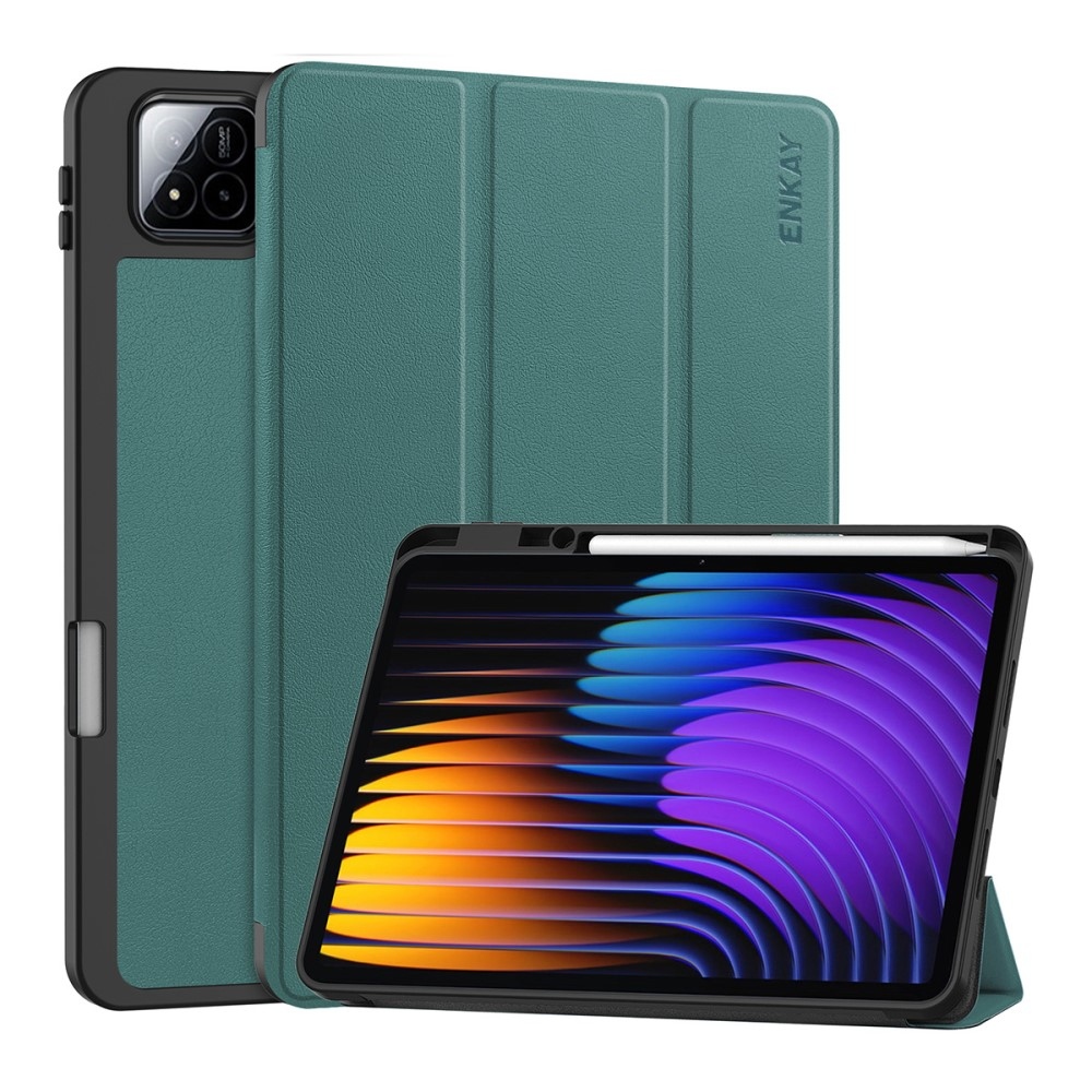 ENK intelligens pozicionáló tok Xiaomi Pad 7/7 Pro táblagéphez - sötétzöld