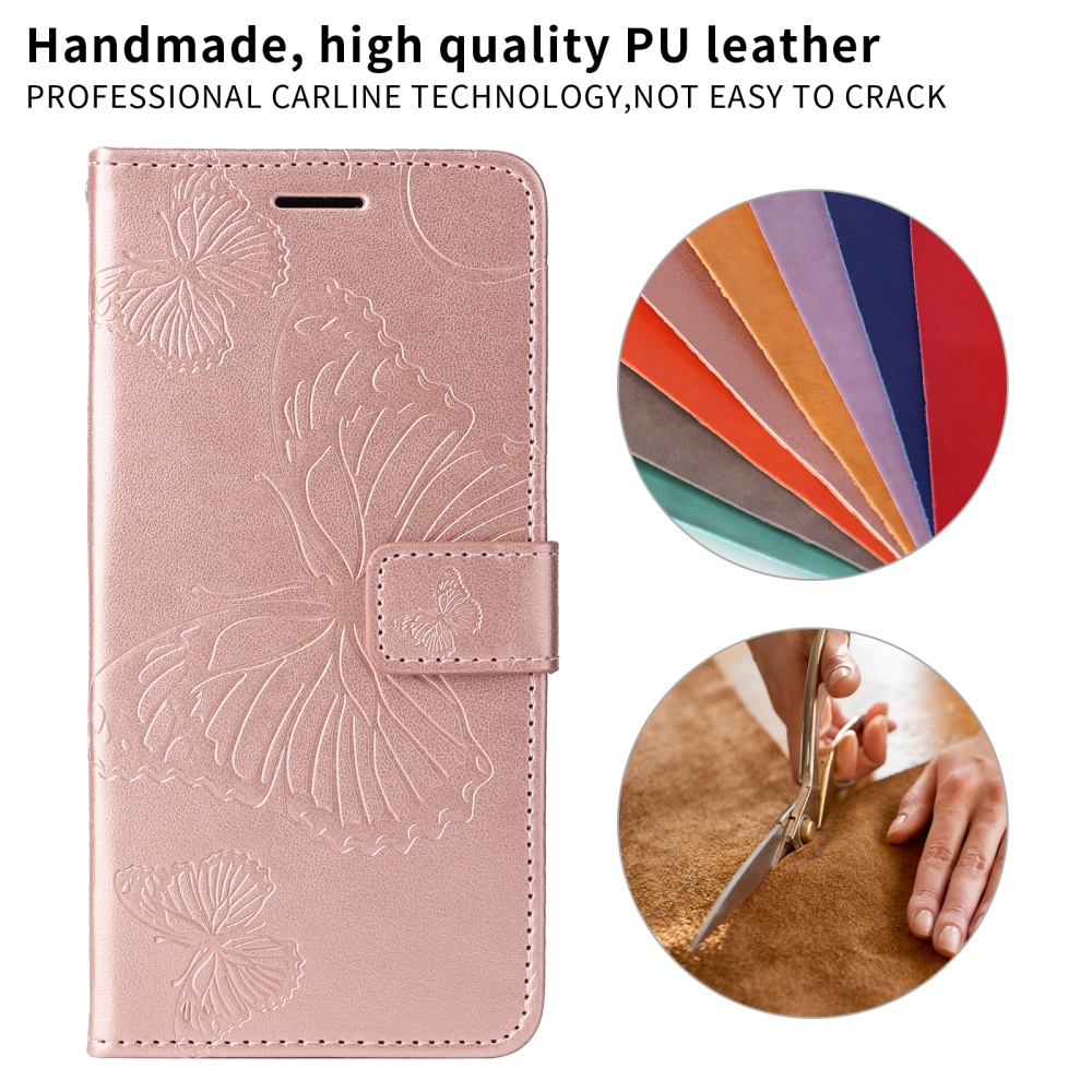 Nagy pillangó könyv tok a Xiaomi Poco F7 5G-hez - rózsaarany