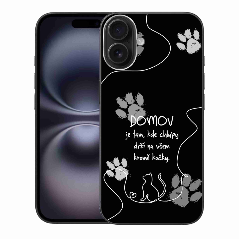 Gél borítás mmCase iPhone 16 Plus készülékhez - macska motívum fekete háttér