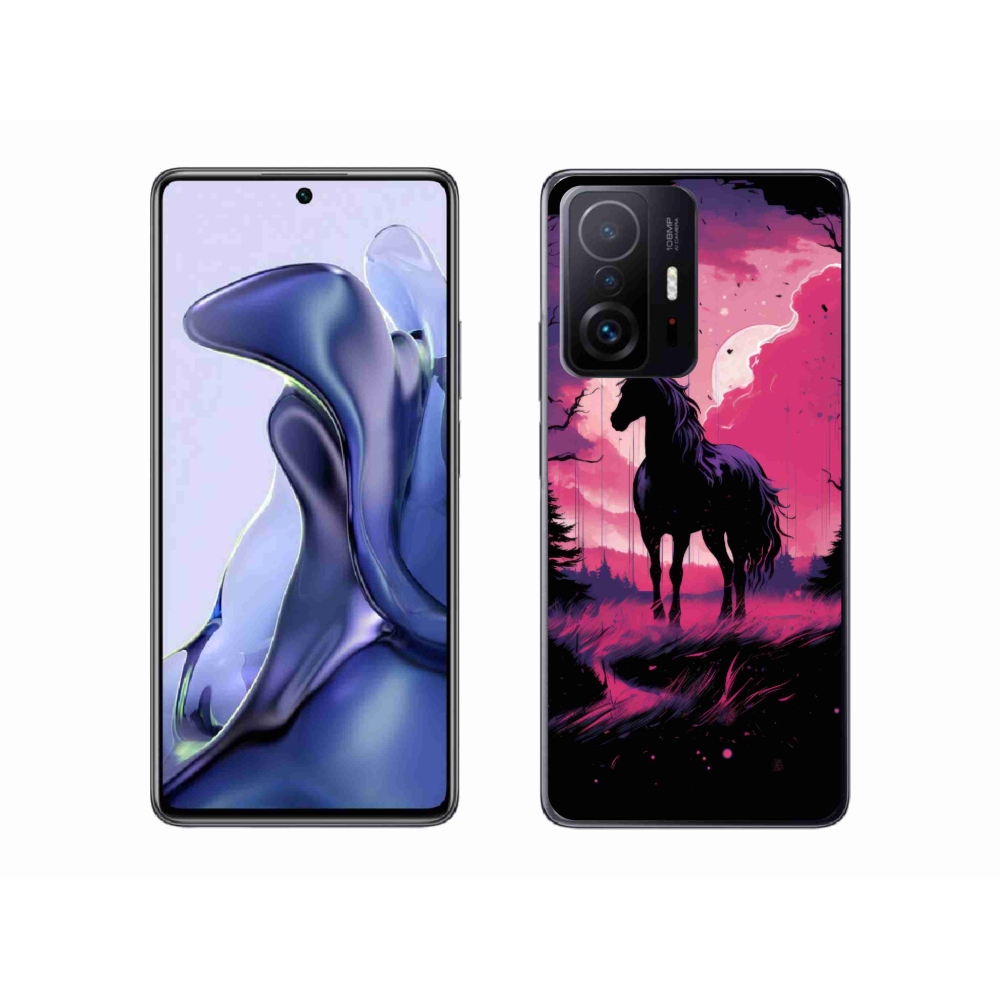 Gél borítás mmCase a Xiaomi 11T-hez - fekete rajzfilm ló 1