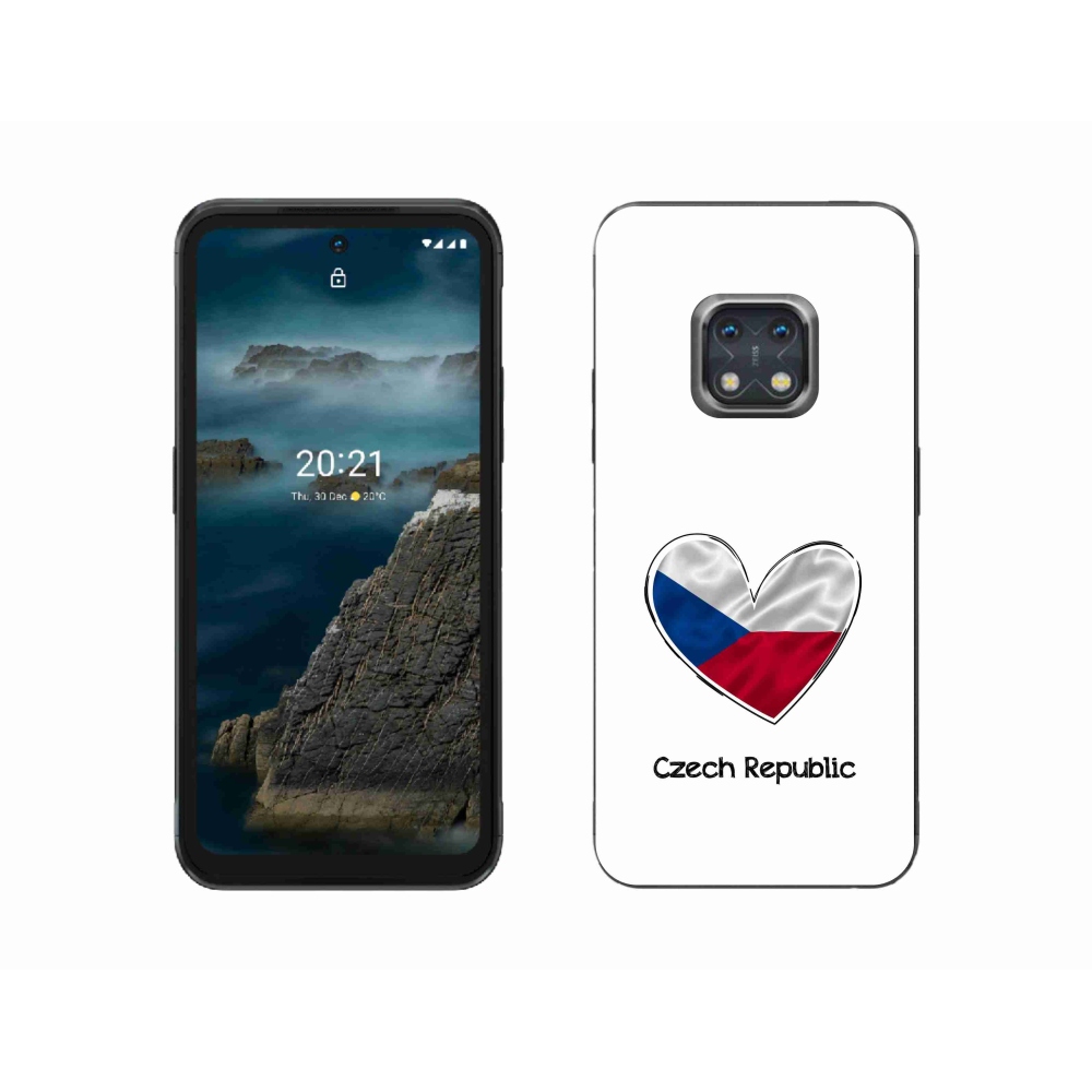 Zselés borító mmCase a Nokia XR20 készülékhez - zászló szív fehér háttérrel
