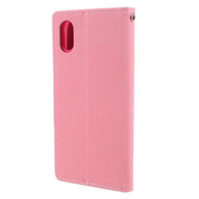 Fancy PU bőr könyvtáska iPhone X készülékhez - rózsaszín