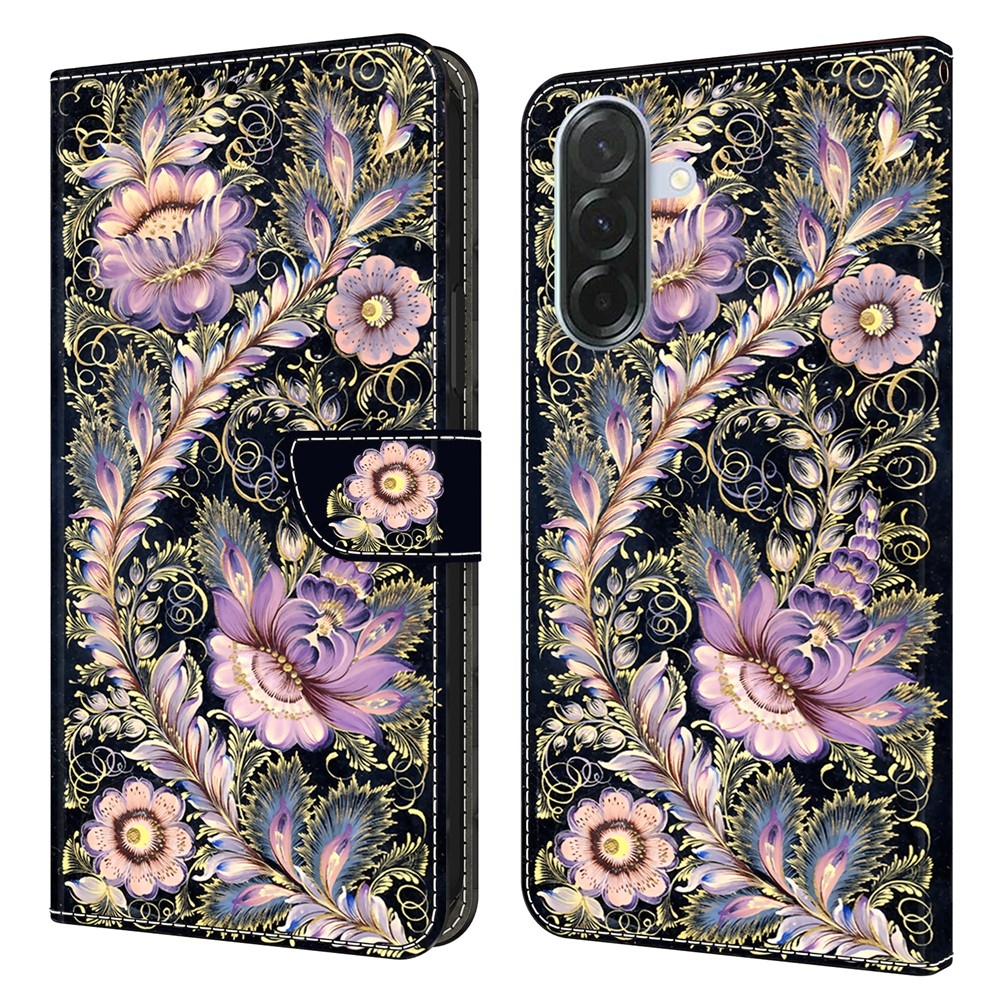 Divatos könyvtáska Samsung Galaxy A16 4G/5G - virágokhoz