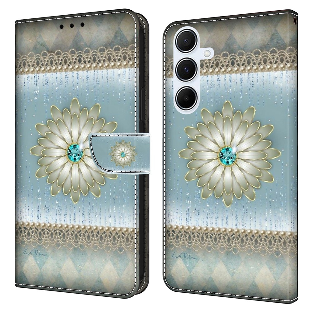 Divatos könyvtáska Samsung Galaxy A26 5G - gyémánt virág