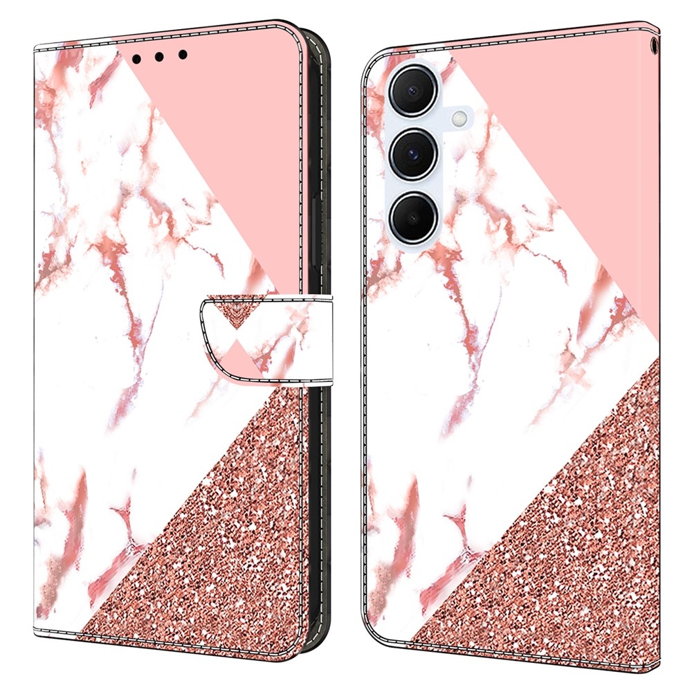 Divatos könyvtáska Samsung Galaxy A26 5G - háromszög alakú mintával