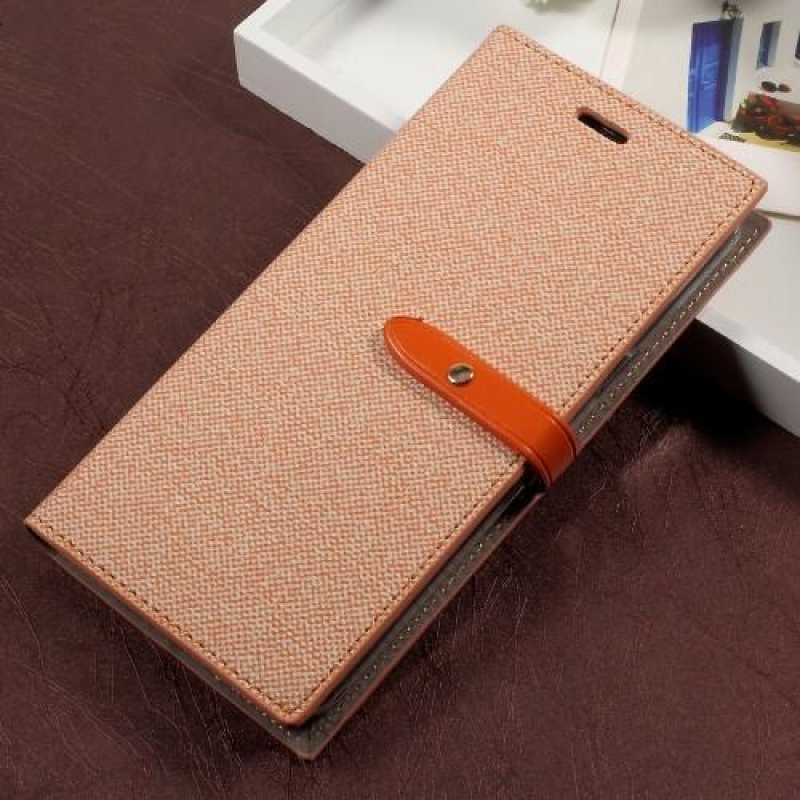 Divatos textil/PU bőr tok Samsung Galaxy S8 Plus-hoz - narancssárga
