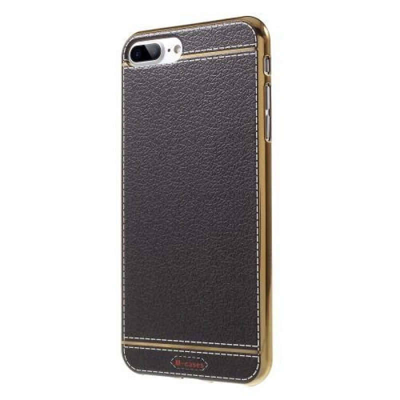 FashionStyle zselés tok PU bőr hátlappal iPhone 8 Plus és iPhone 7 Plus készülékhez - fekete minta