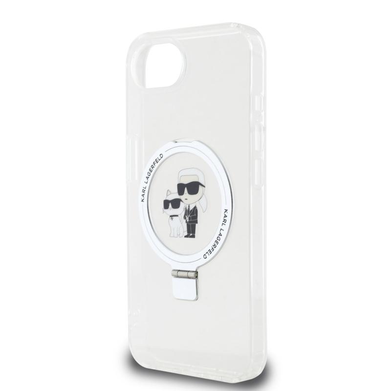 Karl Lagerfeld Ringstand Karl és Choupette MagSafe hátlapi borító iPhone 16e-hez Fehér