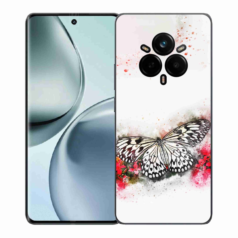Zselés borítás mmCase a Realme 14 Pro+ 5G készülékhez - fekete-fehér pillangó