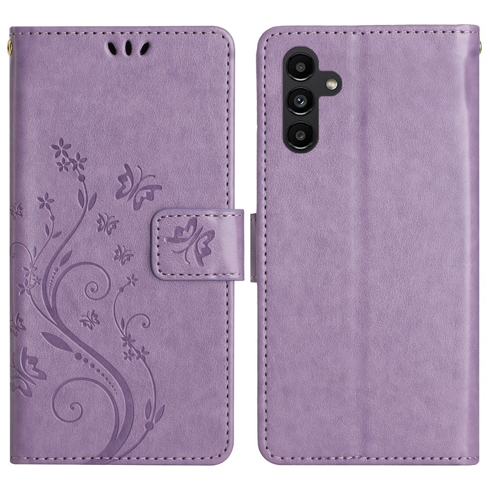 Virágok könyv tok Samsung Galaxy S25-hez - világos lila