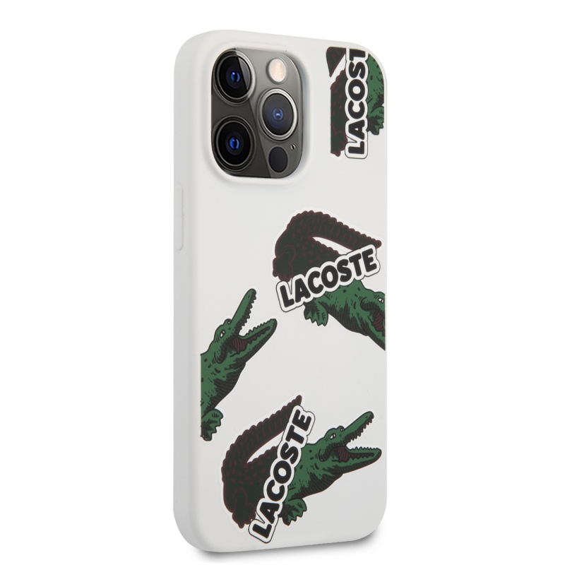 Lacoste Liquid szilikon Allover mintás borító iPhone 13 Pro Max fehér színű készülékhez