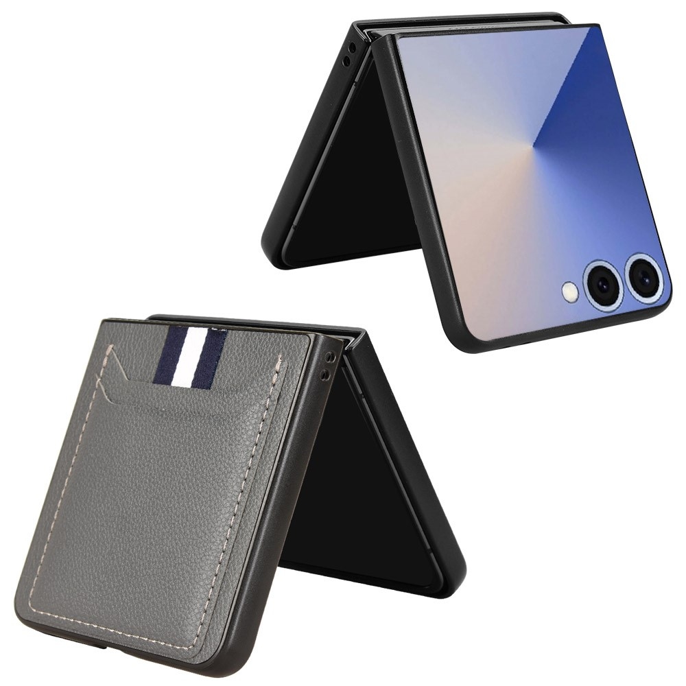 Kombinált műanyag borítás műbőrrel Samsung Galaxy Z Flip7 5G - szürke