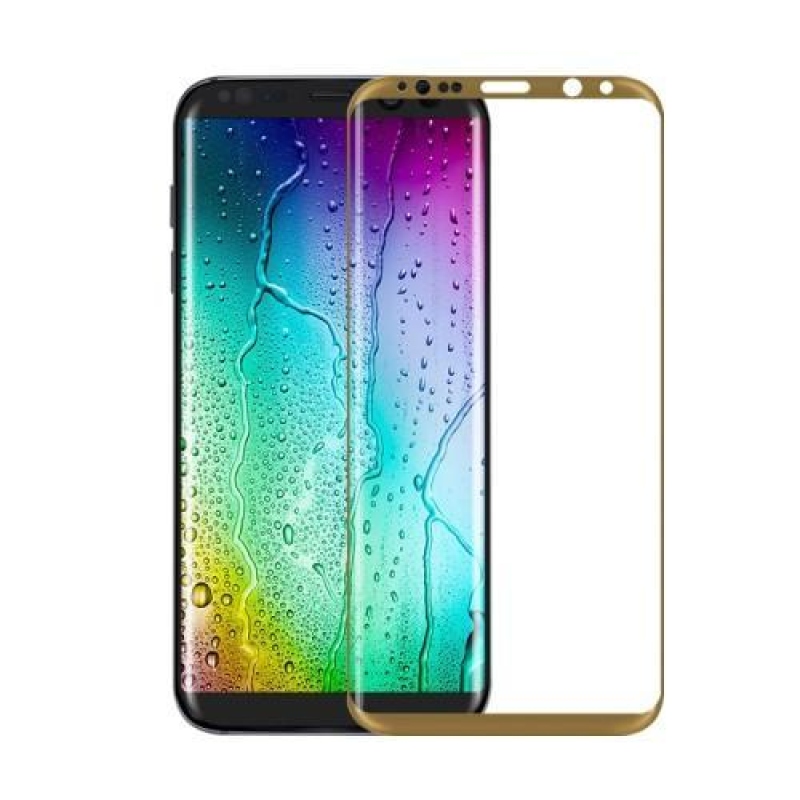 FFScreen teljes képernyő rögzítésű edzett üveg Samsung Galaxy S8 kijelzőhöz - arany szegéllyel