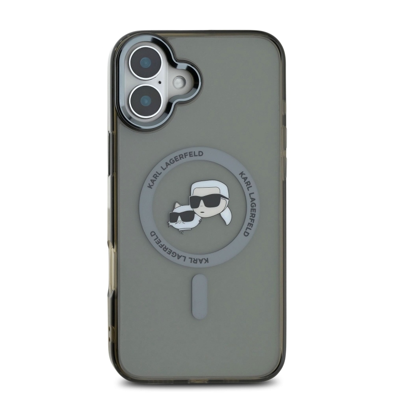 Karl Lagerfeld IML K&CH Heads fémkeret MagSafe hátlap iPhone 16-hoz Fekete